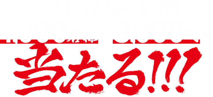 ハズレても諦めるな!!!1,000名様に3,000円当たる!!!